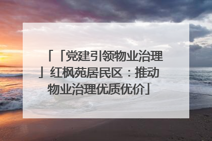 「党建引领物业治理」红枫苑居民区：推动物业治理优质优价