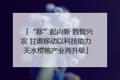 “移”起向新 数智兴农 甘肃移动以科技助力天水樱桃产业再升级