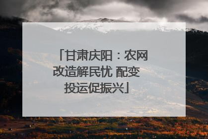 甘肃庆阳：农网改造解民忧 配变投运促振兴