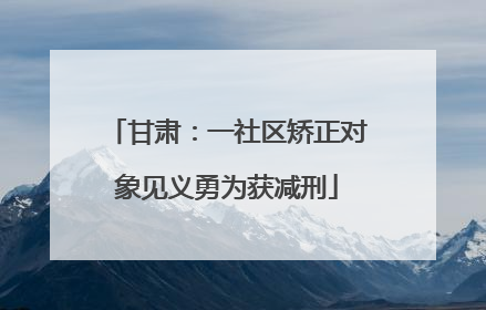 甘肃：一社区矫正对象见义勇为获减刑