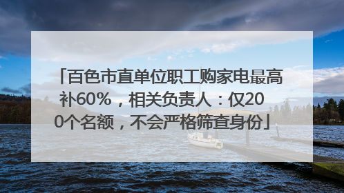 百色市直单位职工购家电最高补60％，相关负责人：仅200个名额，不会严格筛查身份