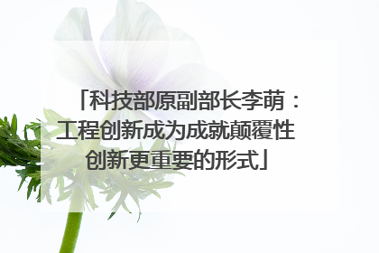 科技部原副部长李萌：工程创新成为成就颠覆性创新更重要的形式