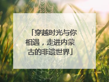 穿越时光与你相遇，走进内蒙古的非遗世界