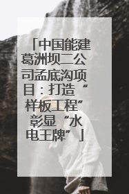 中国能建葛洲坝二公司孟底沟项目：打造“样板工程” 彰显“水电王牌”