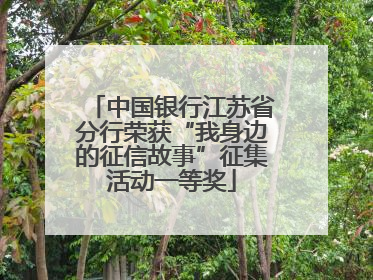 中国银行江苏省分行荣获“我身边的征信故事”征集活动一等奖