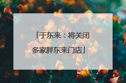 于东来：将关闭多家胖东来门店