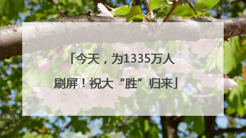 今天，为1335万人刷屏！祝大“胜”归来