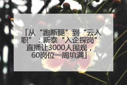 从“跑断腿”到“云入职”：新泰“入企探岗”直播让3000人围观，60岗位一周填满