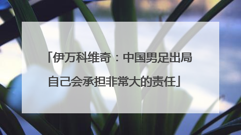 伊万科维奇：中国男足出局自己会承担非常大的责任