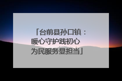 台前县孙口镇：暖心守护践初心 为民服务显担当
