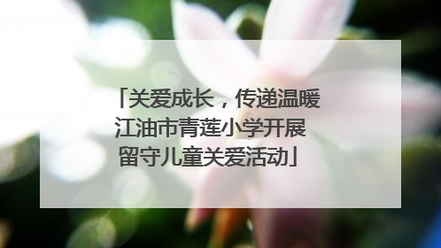 关爱成长，传递温暖 江油市青莲小学开展留守儿童关爱活动