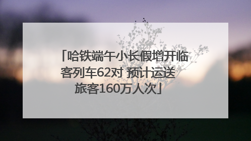 哈铁端午小长假增开临客列车62对 预计运送旅客160万人次