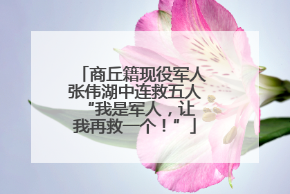 商丘籍现役军人张伟湖中连救五人 “我是军人，让我再救一个！”