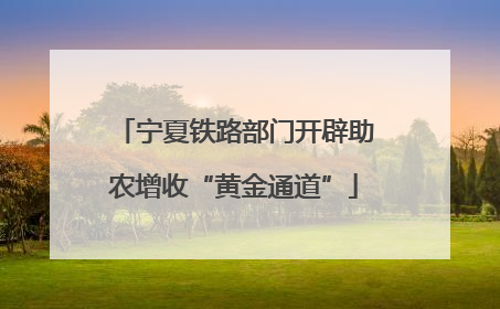 宁夏铁路部门开辟助农增收“黄金通道”
