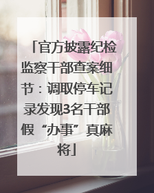 官方披露纪检监察干部查案细节：调取停车记录发现3名干部假“办事”真麻将