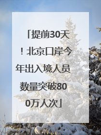 提前30天！北京口岸今年出入境人员数量突破800万人次