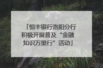 恒丰银行洛阳分行积极开展普及“金融知识万里行”活动