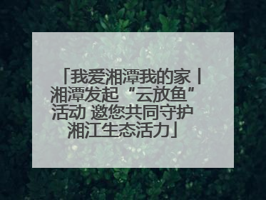 我爱湘潭我的家丨湘潭发起“云放鱼”活动 邀您共同守护湘江生态活力