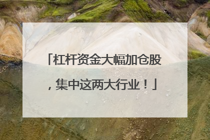 杠杆资金大幅加仓股，集中这两大行业！