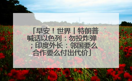 早安！世界丨特朗普喊话以色列：勿投炸弹；印度外长：邻国要么合作要么付出代价