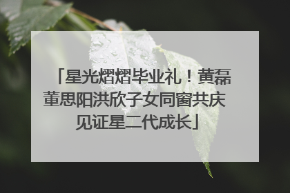 星光熠熠毕业礼！黄磊董思阳洪欣子女同窗共庆 见证星二代成长