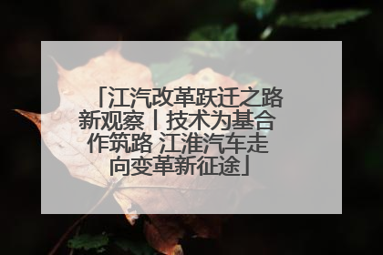 江汽改革跃迁之路新观察丨技术为基合作筑路 江淮汽车走向变革新征途