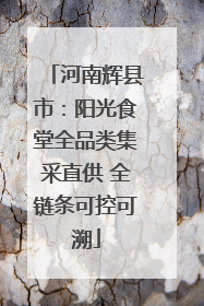 河南辉县市：阳光食堂全品类集采直供 全链条可控可溯