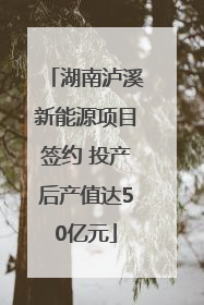 湖南泸溪新能源项目签约 投产后产值达50亿元