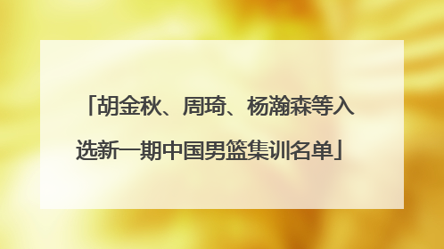 胡金秋、周琦、杨瀚森等入选新一期中国男篮集训名单