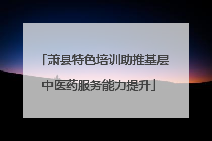 萧县特色培训助推基层中医药服务能力提升