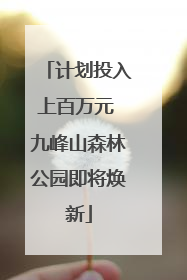 计划投入上百万元 九峰山森林公园即将焕新