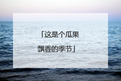 这是个瓜果飘香的季节
