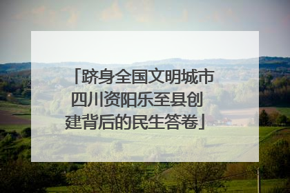 跻身全国文明城市 四川资阳乐至县创建背后的民生答卷