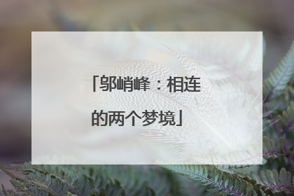 邬峭峰：相连的两个梦境
