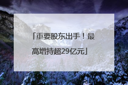 重要股东出手！最高增持超29亿元