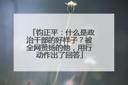 钧正平：什么是政治干部的好样子？被全网赞扬的他，用行动作出了回答