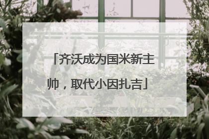 齐沃成为国米新主帅，取代小因扎吉