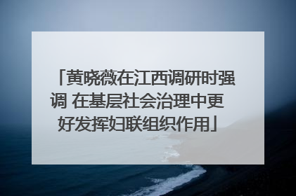 黄晓薇在江西调研时强调 在基层社会治理中更好发挥妇联组织作用