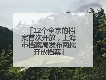 12个全宗的档案首次开放，上海市档案局发布两批开放档案
